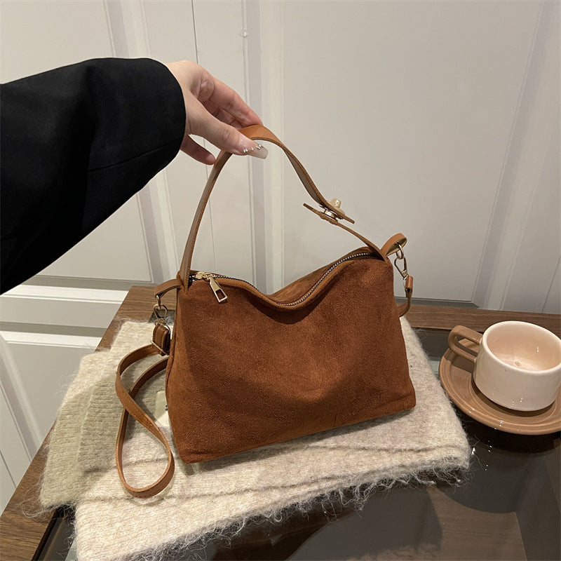 Suede-Effect Crossbody Bag