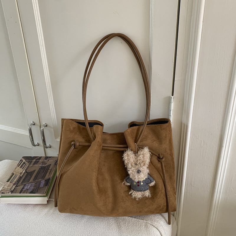 Suede-Effect Bucket Shoulder Bag