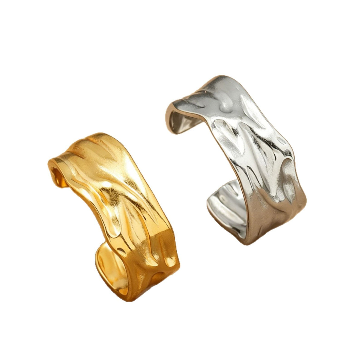 Steel Textured Wave Ring