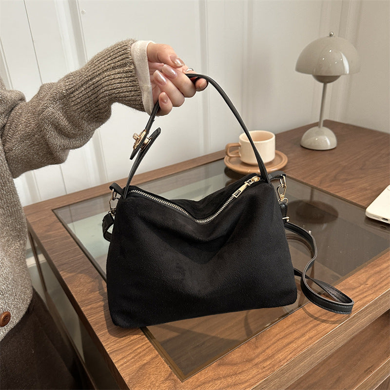 Suede-Effect Crossbody Bag