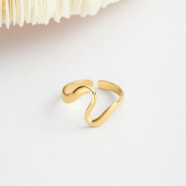 Serpentine Adjustable Ring in gold tone