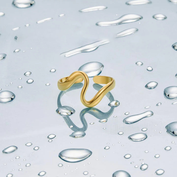 Serpentine Adjustable Ring in gold tone