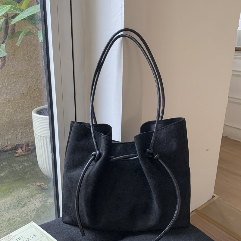 Suede-Effect Bucket Shoulder Bag
