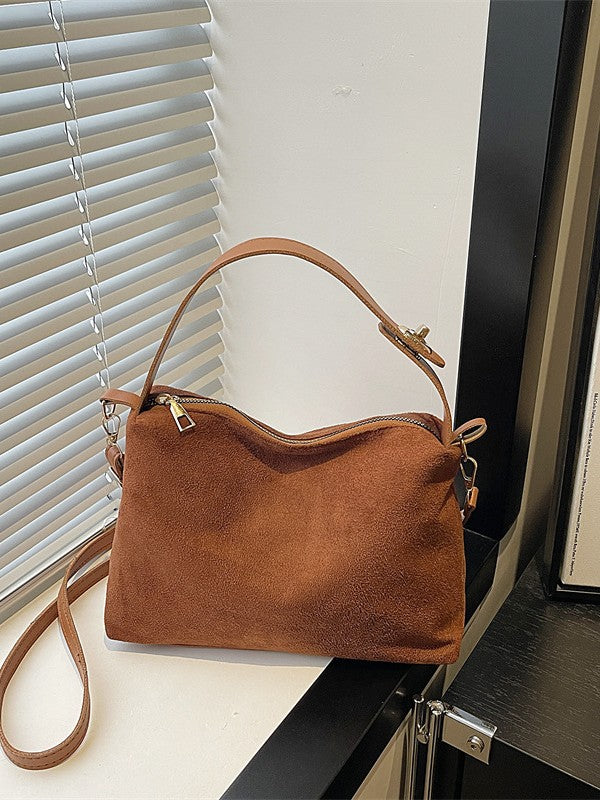 Suede-Effect Crossbody Bag