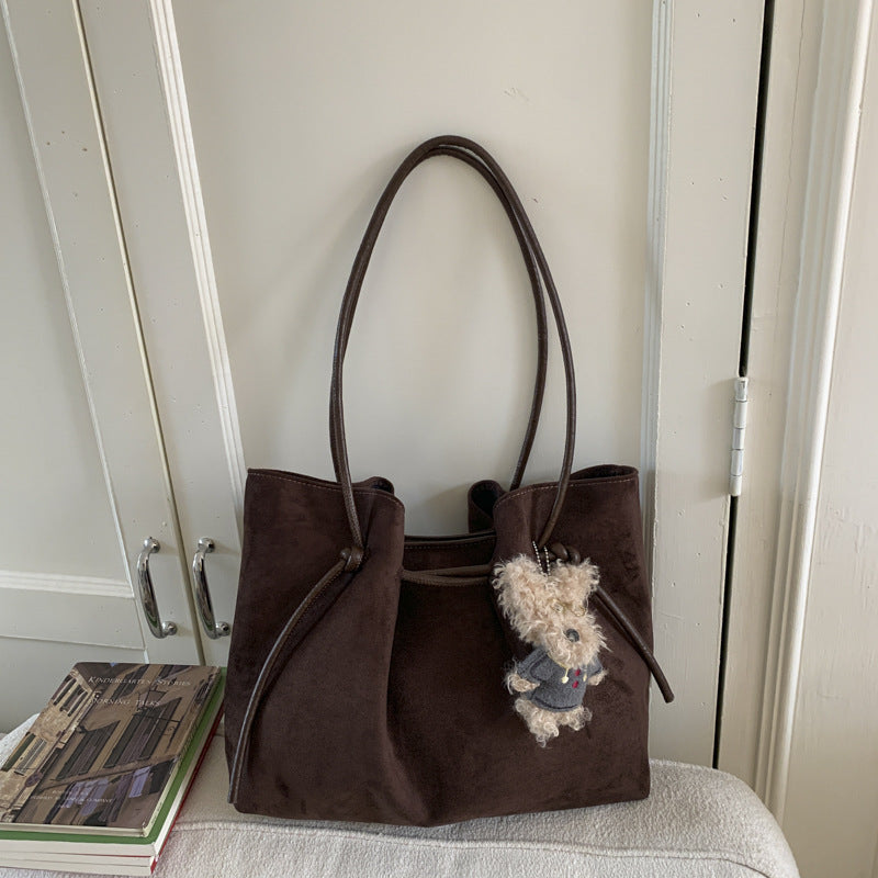 Suede-Effect Bucket Shoulder Bag