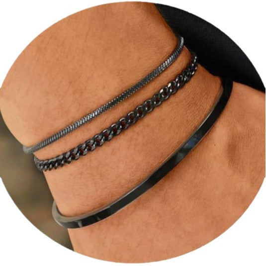Layered Geometric Bracelet Set