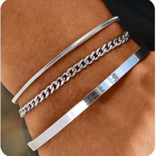 Layered Geometric Bracelet Set