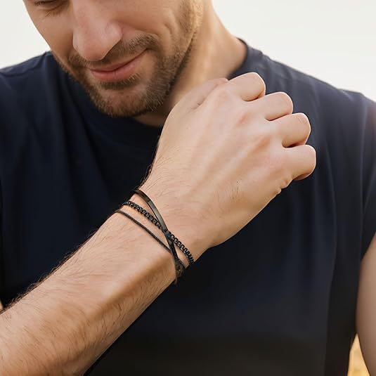 Layered Geometric Bracelet Set