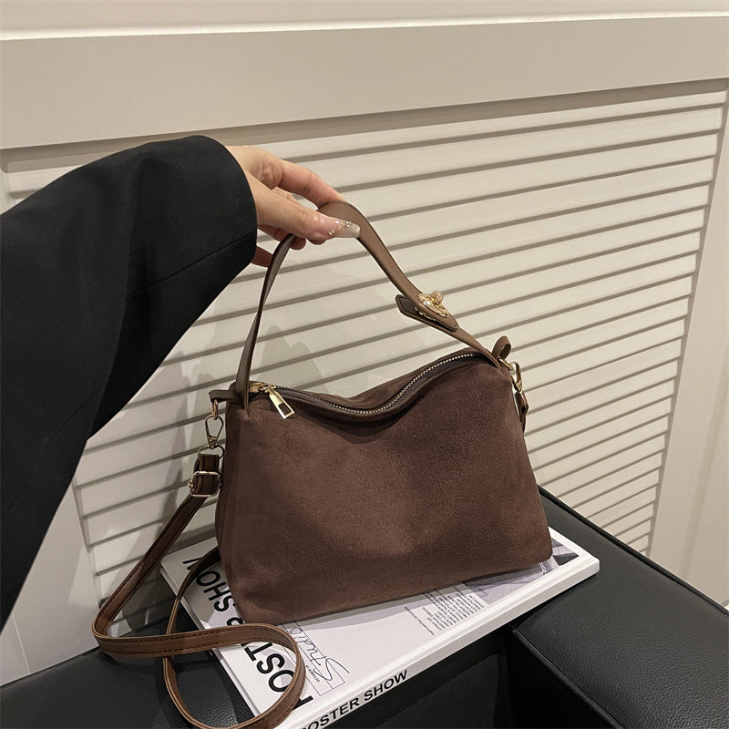Suede-Effect Crossbody Bag
