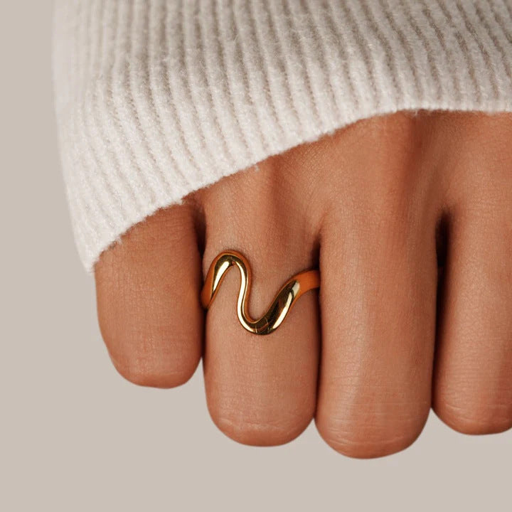 Serpentine Adjustable Ring in gold tone