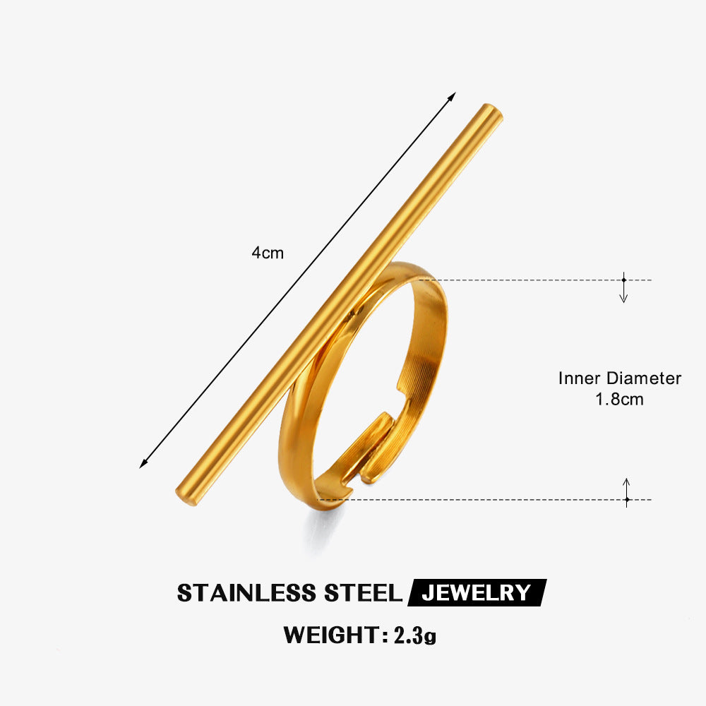 Stainless Steel Line Ring in gold, side bar