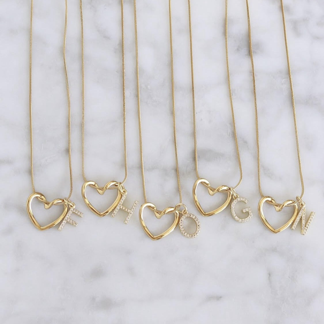 The Keepsake Heart initial necklace, letter charm option