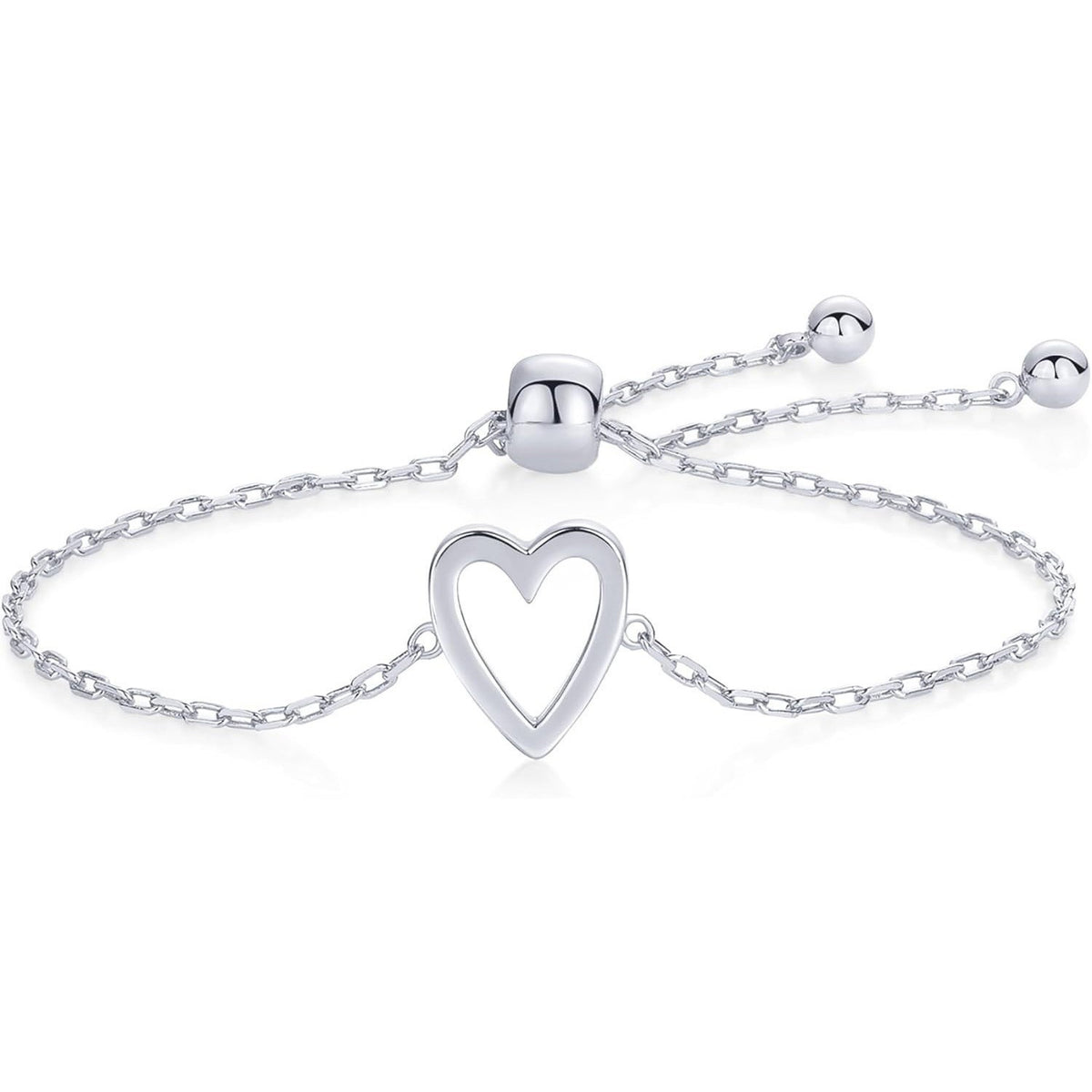 Heart Chain Bracelet in silver with open heart