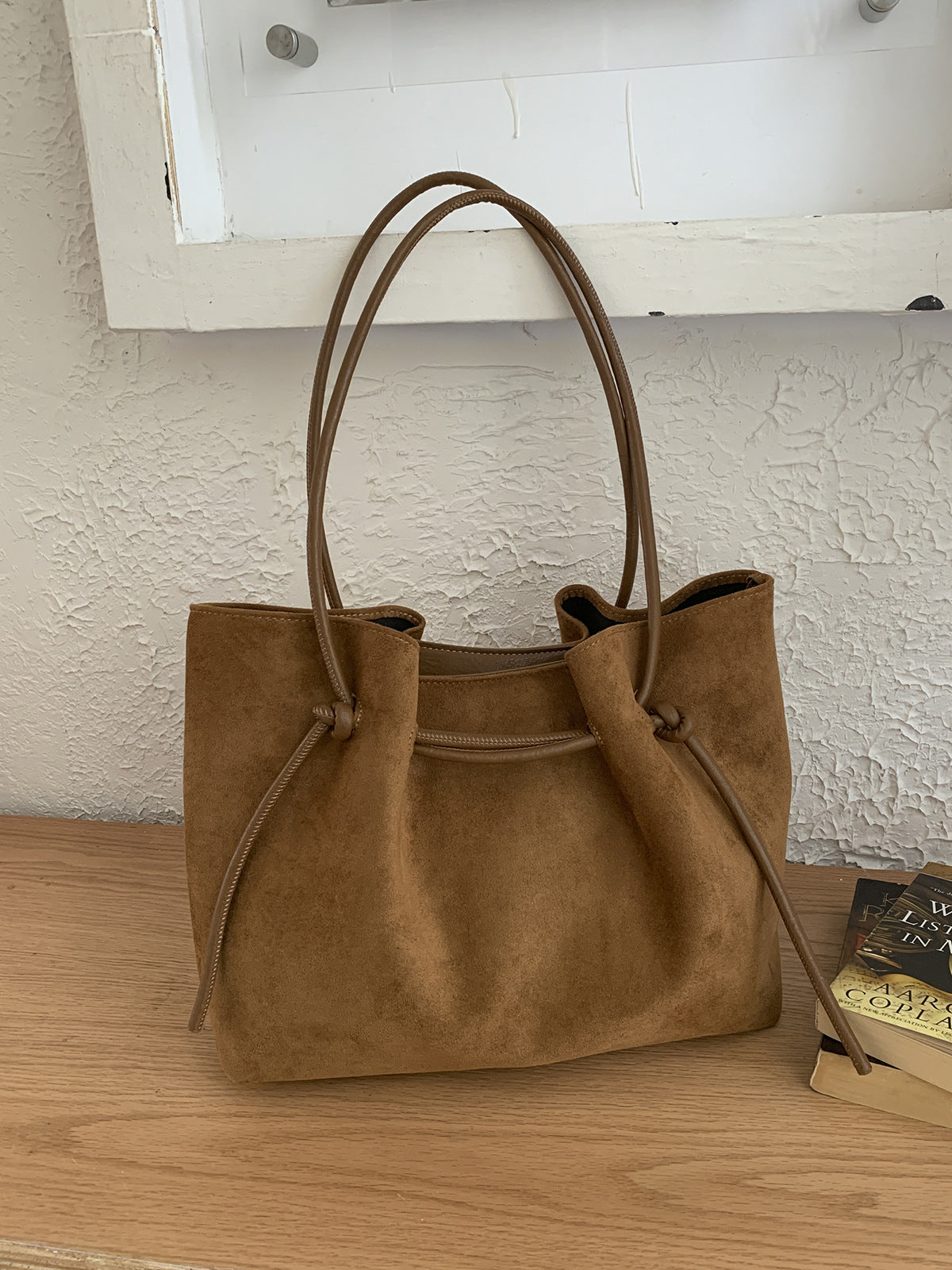 Suede-Effect Bucket Shoulder Bag